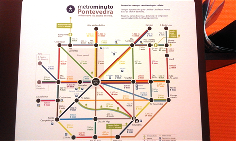 MAPPA CHE INDICA LE DISTANZE E IL TEMPO DI PERCORRENZA A PIEDI