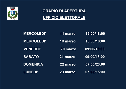 Orari di apertura Ufficio Elettorale